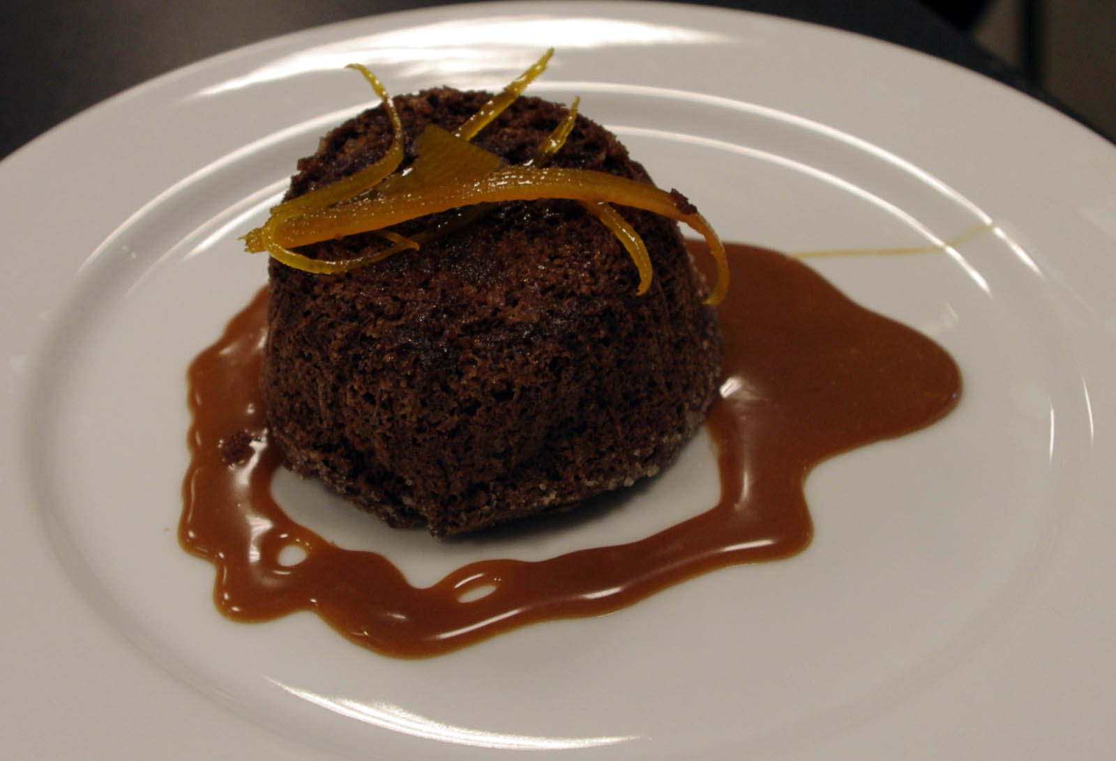 India-Spiced Chocolate Cake with Caramelized White Chocolate Sauce