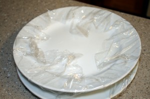 saran wrapped plates