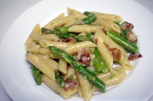 Penne with Asparagus Carbonara
